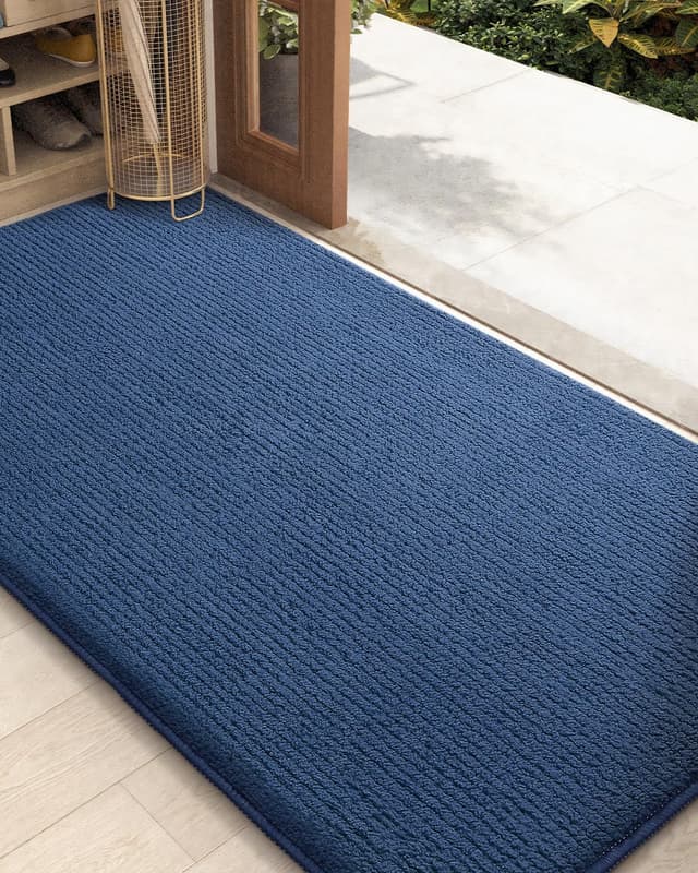 Color G Fußmatte Innen 90x150 cm, Schmutzfangmatte rutschfest Fussmatte Innen Waschbar Eingangsteppich Innen Fussmatten Haustür dünn Türmatte Innen für Eingang, Flur, Garten, Innen, Haustier (Marine) 90 x 150 cm (Rechteckig) Marine 🌊