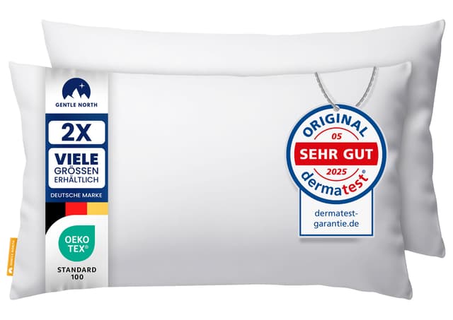 🛋️🛏️ Gentle North Kopfkissen (50x75 cm groß) - 2er Set Kissen für Bett und als Dekokissen - Weiß 2st.