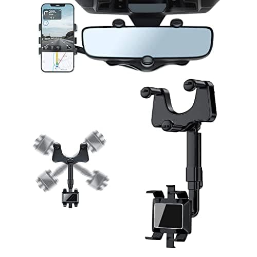 🚗 elthmpr Rückspiegel Telefonhalter Auto Handyhalter 360 Grad Drehbarer Und Einziehbarer Multifunktionaler Autotelefonhalter