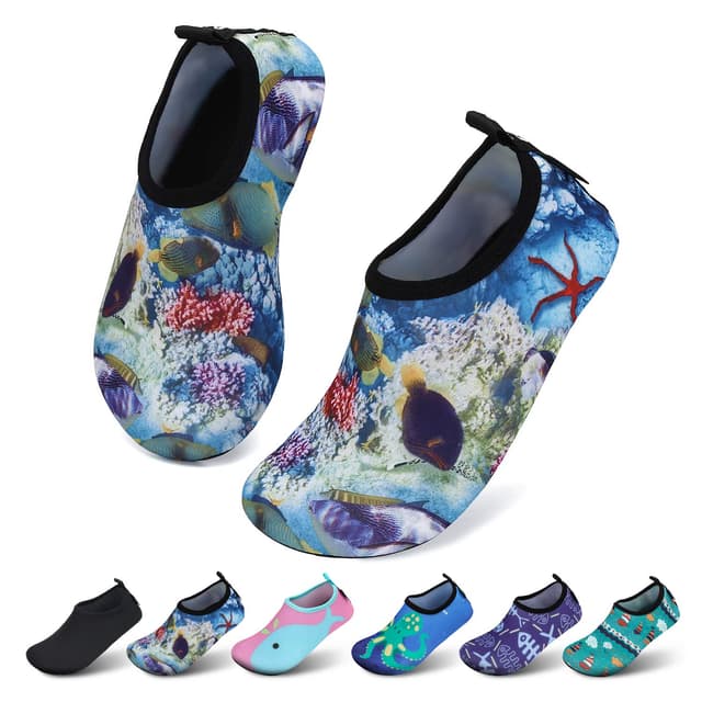🌊👧👦 SAGUARO Kinder Badeschuhe Mädchen Schwimmschuhe Junge Schnell Trocken Outdoor Aqua Schuhe Pool Yoga 21-35EU 32/33 EU Bunteblau - 20% Rabatt!