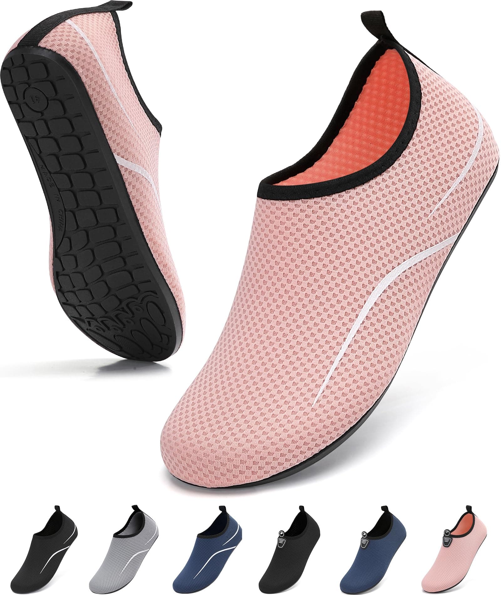 🏖️🏊‍♂️ VOLHAL Badeschuhe Wasserschuhe Damen Herren Schwimmschuhe 🏄 Schnell Trocknend Strandschuhe rutschfeste Aquaschuhe Leicht Surfschuhe für Beach Pool Yoga Gr 35-47 EU 39 EU A787 Rosa