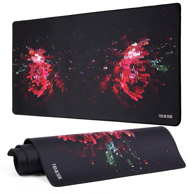 TIDALSOIL Gaming Mauspad XXL Extra Groß 900x400 mm 🎮🖱️ - Rotes Pixel - Gamer & Büro Mausmatte