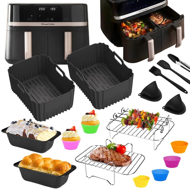 🔥 17-teiliges Airfryer Zubehör Set für Russell Hobbs 2 Kammern 9L AirFryer