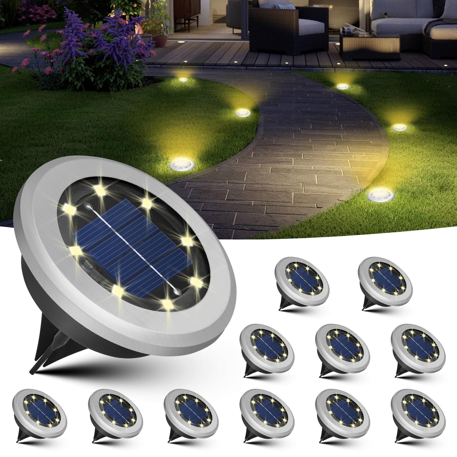 Angebot: 12 Stück Solar Bodenleuchten Aussen 🌞🌳🏡