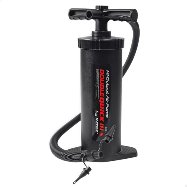 🎈🔥 Super Angebot! Intex Double Quick 3 S Hand Pumpe - Luftpumpe 37 cm - Mit 3 Düsenaufsätze 68605 Schwarz L