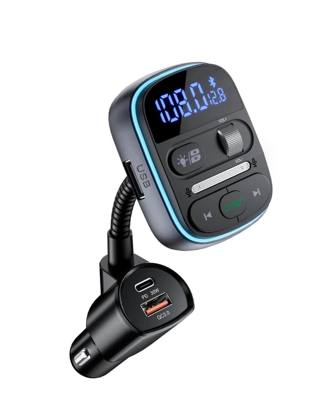 LENCENT Bluetooth FM Transmitter mit Farblicht | Hi-Fi Musik & klare Anrufe
