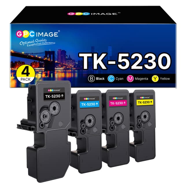 🌟 Super Deal! GPC IMAGE TK5230 TK-5230 für Ecosys M5521cdw P5021cdn M5521cdn P5021cdw TK 5230(4er-Pack) Schwarz Cyan Gelb Magenta TK5230