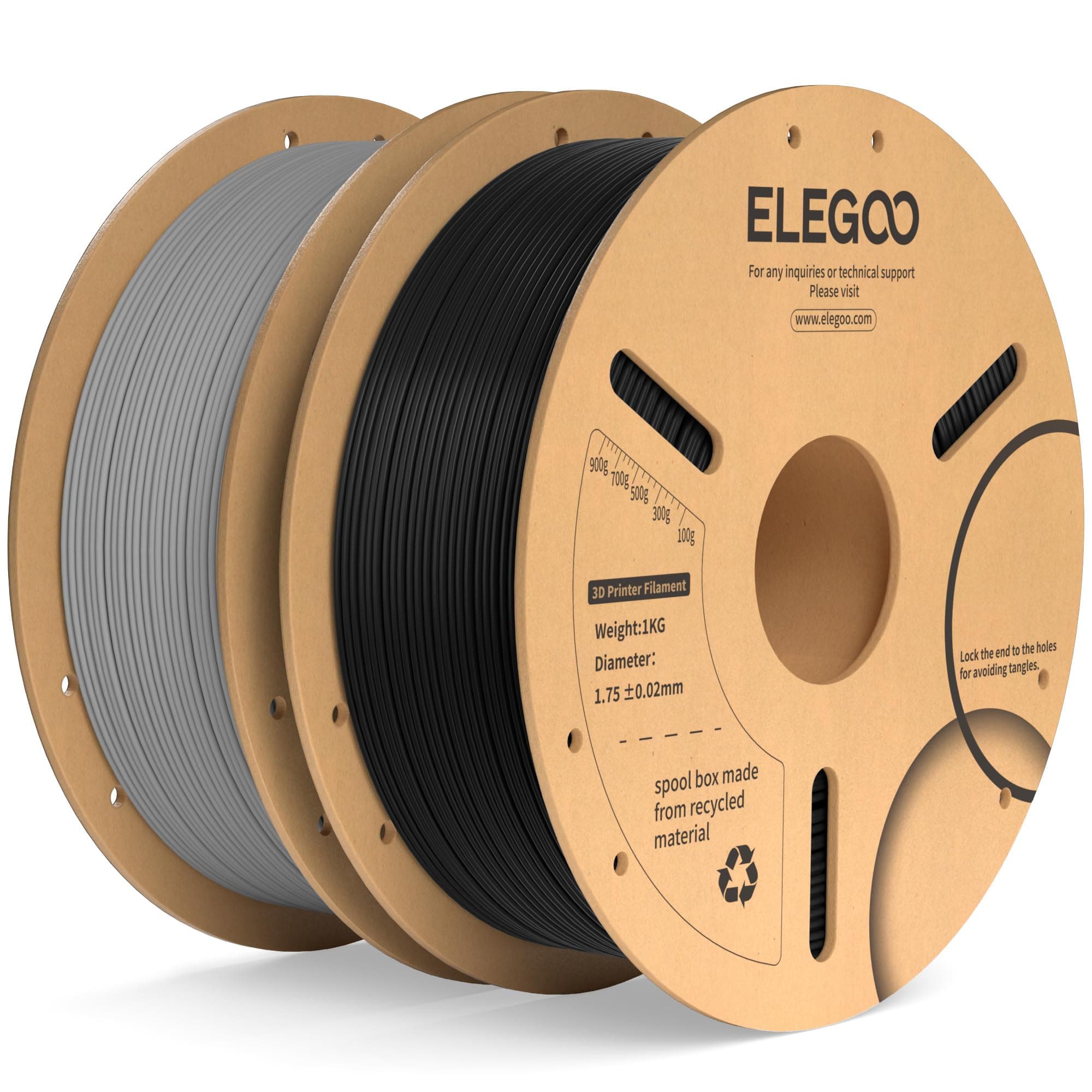 ELEGOO PLA+ Filament 1.75mm Schwarz Grau 2KG 🌟 3D Drucker Filament