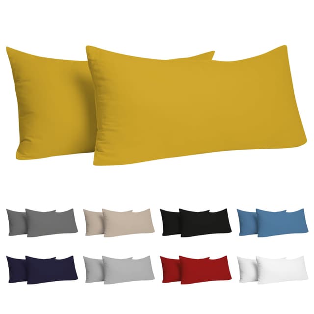 Dreamzie Kissenbezug 40 x 80 (Set mit 2) - 100% Jersey Baumwolle 150 g/qm Kissenbezüge - Gelb