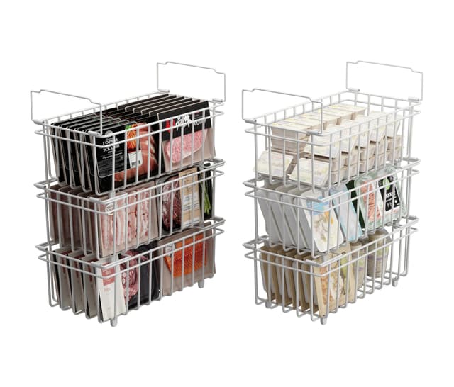 🌟 UMDONX 6 Stück Gefriertruhe Korb - Metall Gefrierschrank Organizer
