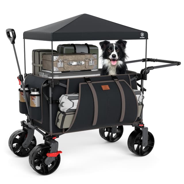 🌞 EVER ADVANCED XXL Bollerwagen faltbar 225L bis 150kg mit Bremse Dach Handwagen 🌿