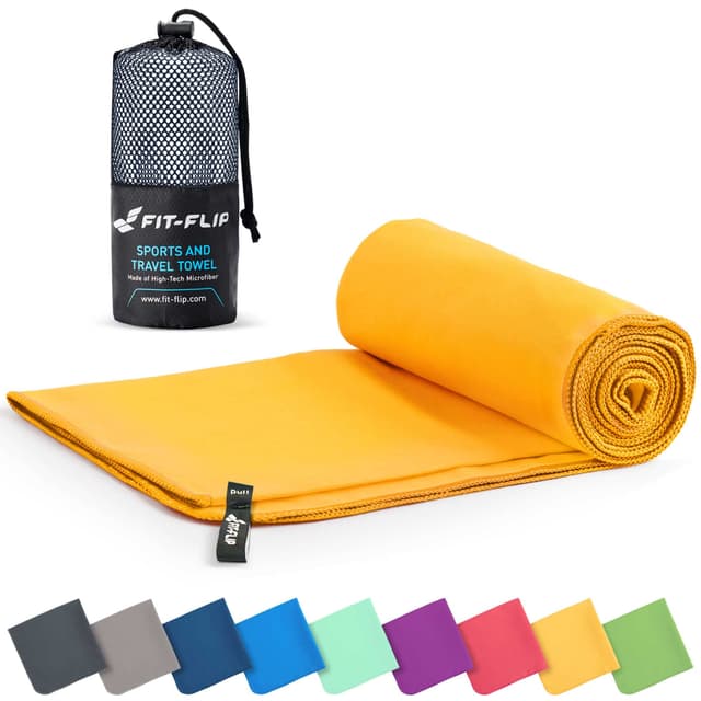 Fit-Flip Mikrofaser Handtuch 🏋️‍♂️🏖️ - Kompakt & Leicht - Gelb 100x200cm