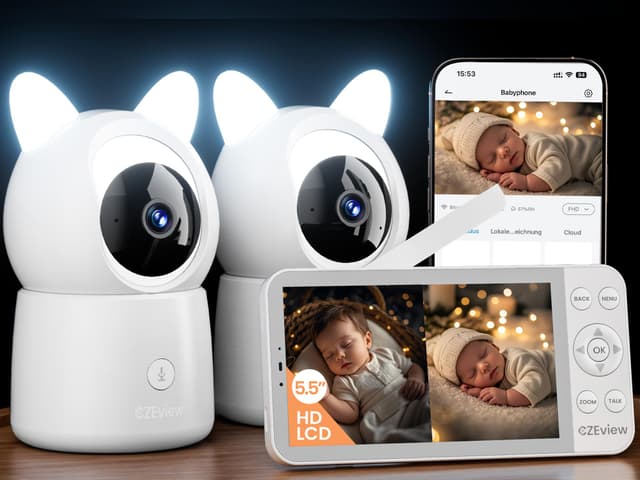 CZEview 5.5" Babyphone mit 2 Kameras und APP 🌙👶📹📱