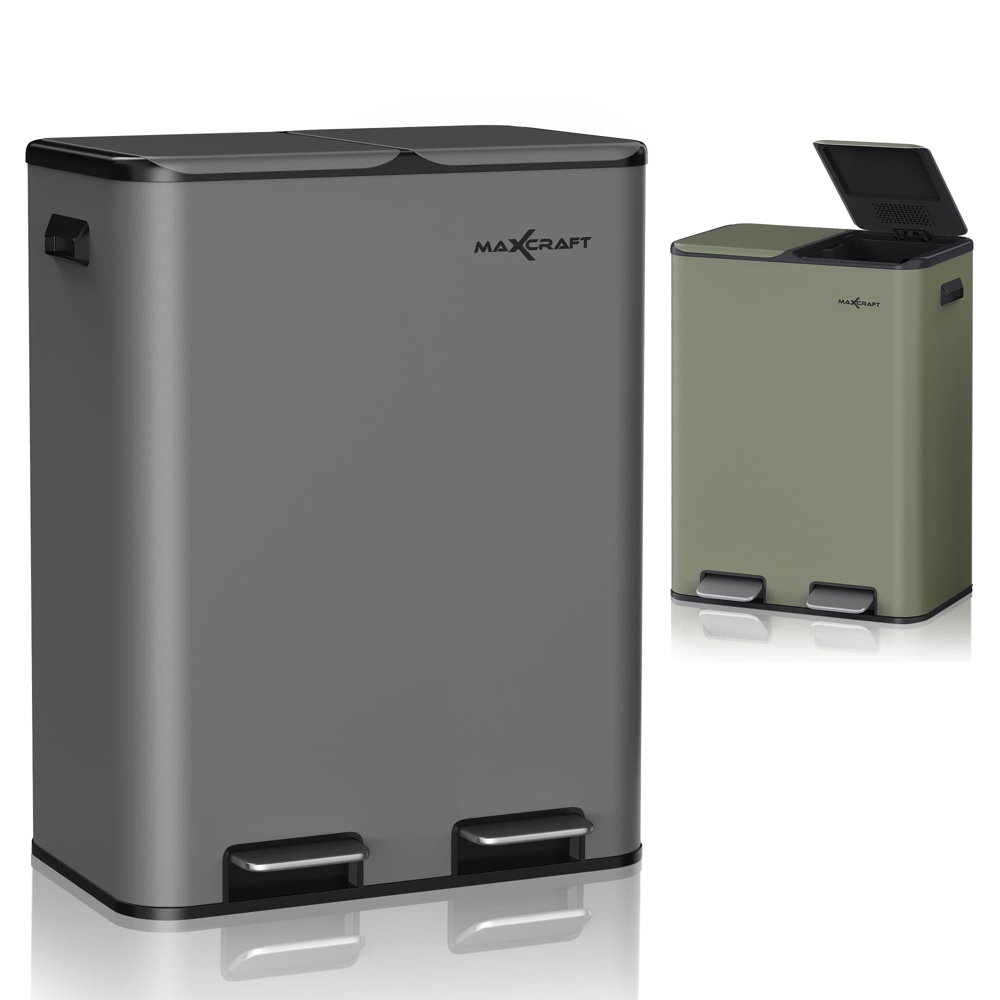 🌟 MAXCRAFT Mülleimer 60 Liter aus Stahl Treteimer Abfalleimer 🗑️
