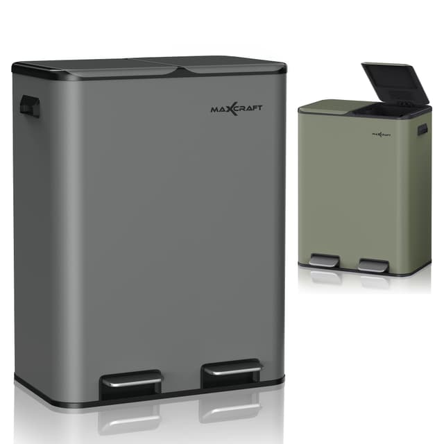 🌟 MAXCRAFT Mülleimer 60 Liter aus Stahl Treteimer Abfalleimer 🗑️