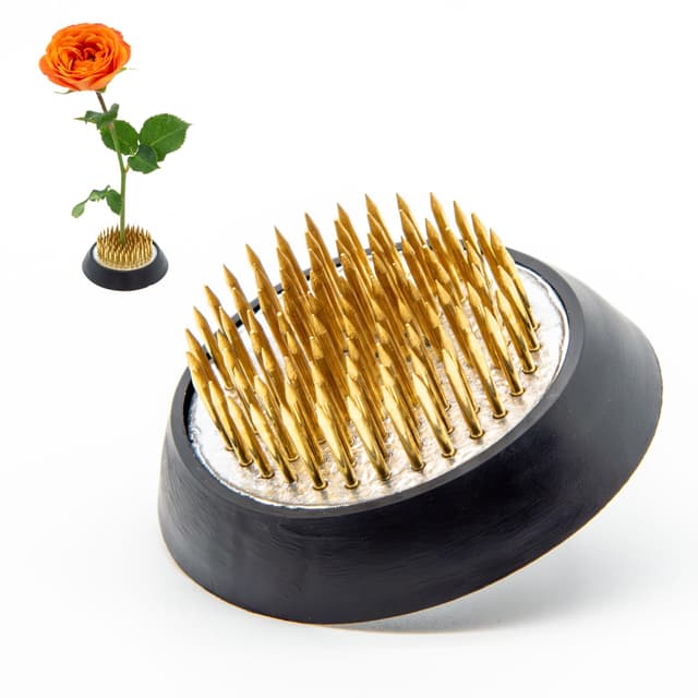 🌸 Kybelehoo Blumenigel Runde Halterung,Steckigel Blumen Edelstahl, 5 x 5 cm 1 Stück Ikebana Kenzan,Blumensteckigel für Blumenarrangement und Blumendekoration (Golden)