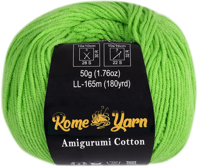 Rome Yarn Amigurumi Cotton Garn | #2 Fein Wolle | 50g | 50% Baumwolle, 50% Acryl | Strickwolle | Amigurumi Garn | Amigurumi Wolle | Babygarn für Stricken und Häkeln (1 Knäuel, 19 Pistaziengrün)