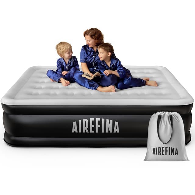Airefina Luftbett 2 Personen mit Integrierter Pumpe, Luftmatratze Selbstaufblasend in 3 Minute, Premium Gästebett, Aufblasbare Matratze für Camping & Heimgebrauch - 203 x 152 x 46cm 2 Personen(203×152×46cm)