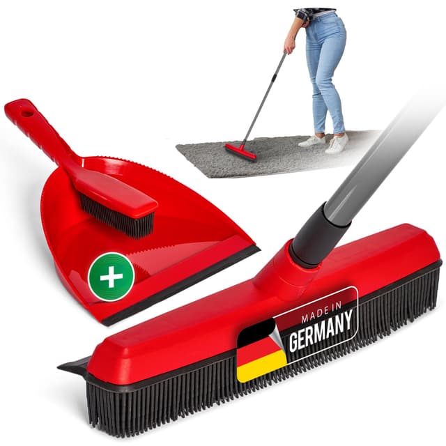🧹 Novaliv Gummibesen mit Teleskopstiel & Kehrgarnitur Friseurbesen Set 🐶