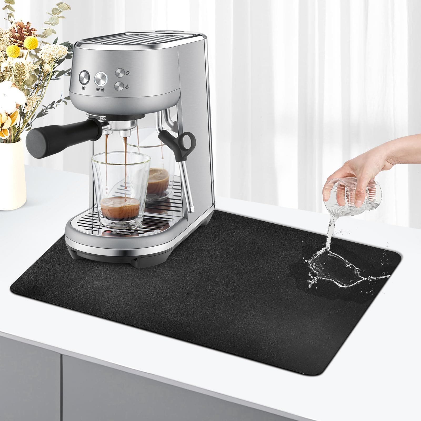 🌟 Super Saugfähige Abtropfmatte für Kaffeemaschine - Schwarz 40x50cm 🌟