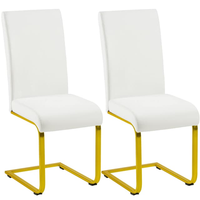🌟🪑 Yaheetech Esszimmerstühle 2er Set Schwingstuhl Freischwinger Weißgold