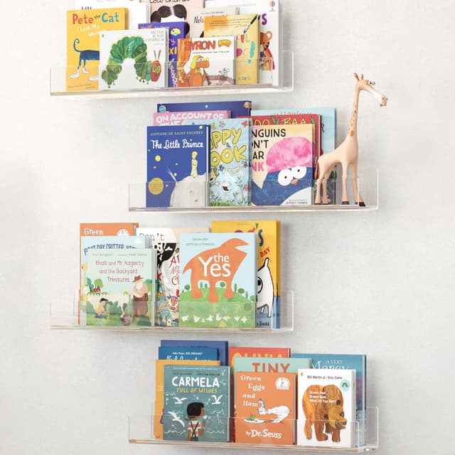 📚🌟 NATURE SUPPLIES Acryl-Bücherregal, 4er-Set schwimmende Acryl-Regale 🌟📚