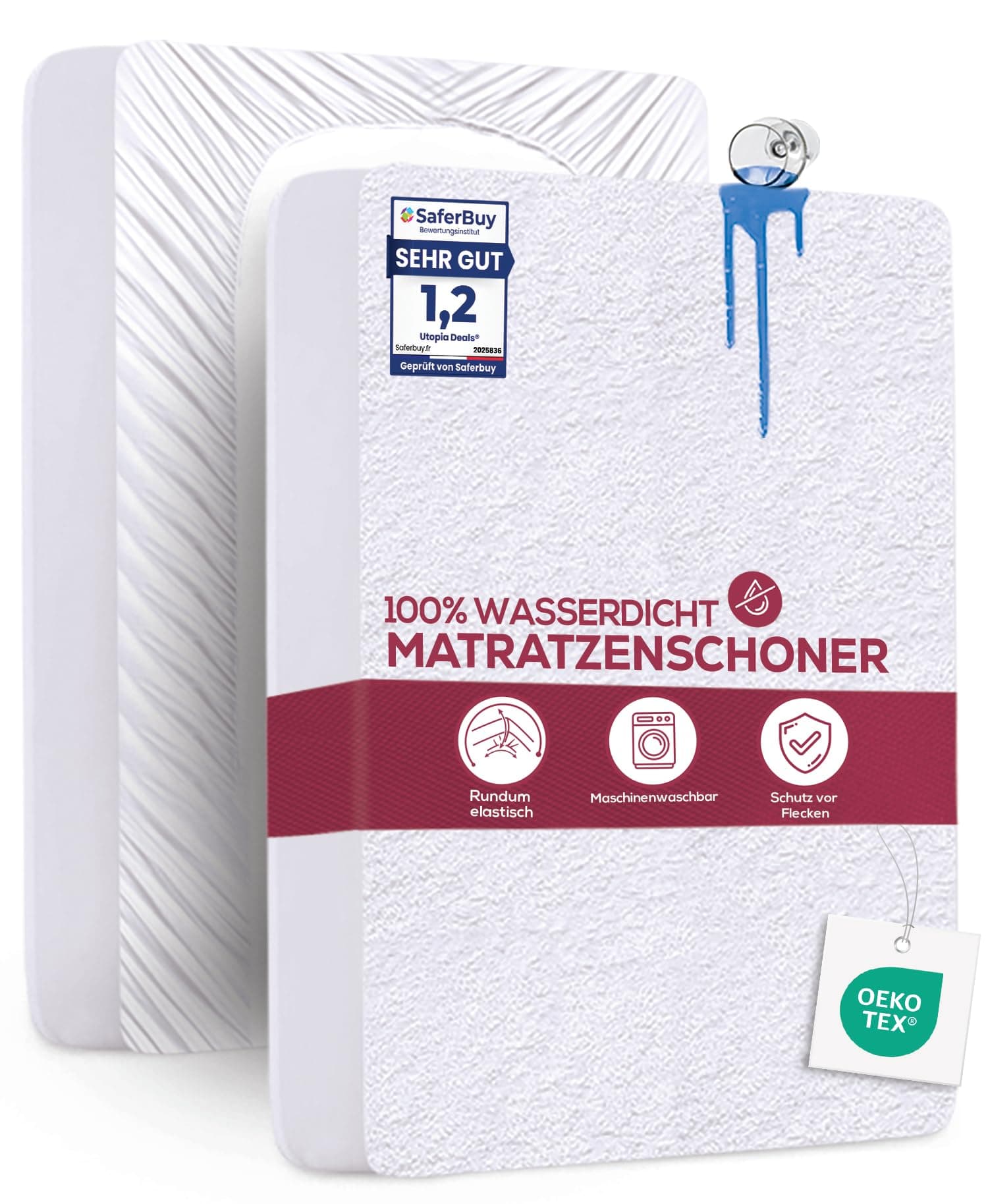 🛌🌟 Utopia Bedding Matratzenschoner 140 x 200 x 30 cm - Wasserdicht & Oeko-TEX Zertifiziert