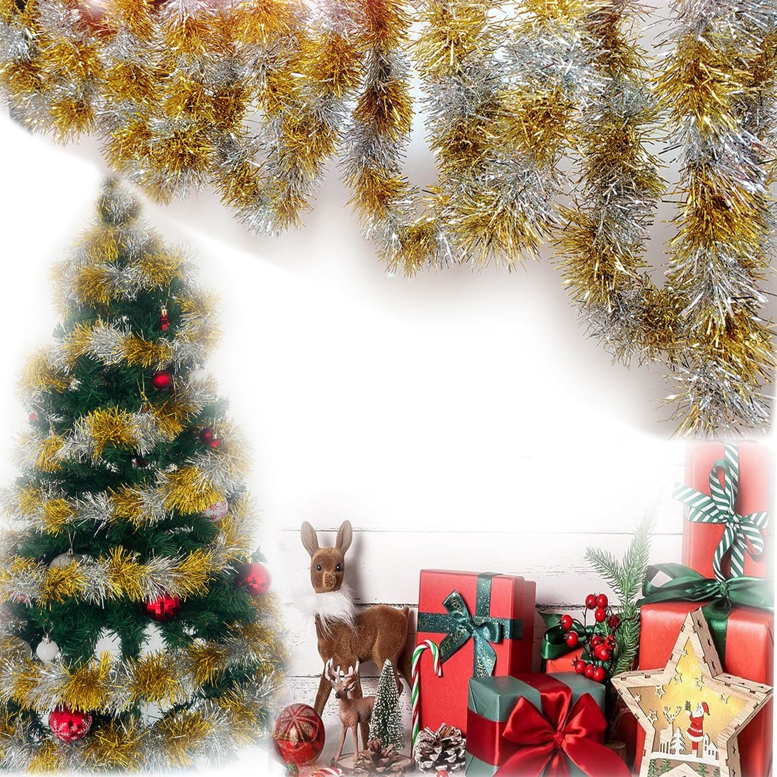 Glitzernde Lametta-Girlanden für Weihnachtsdekoration 🎄