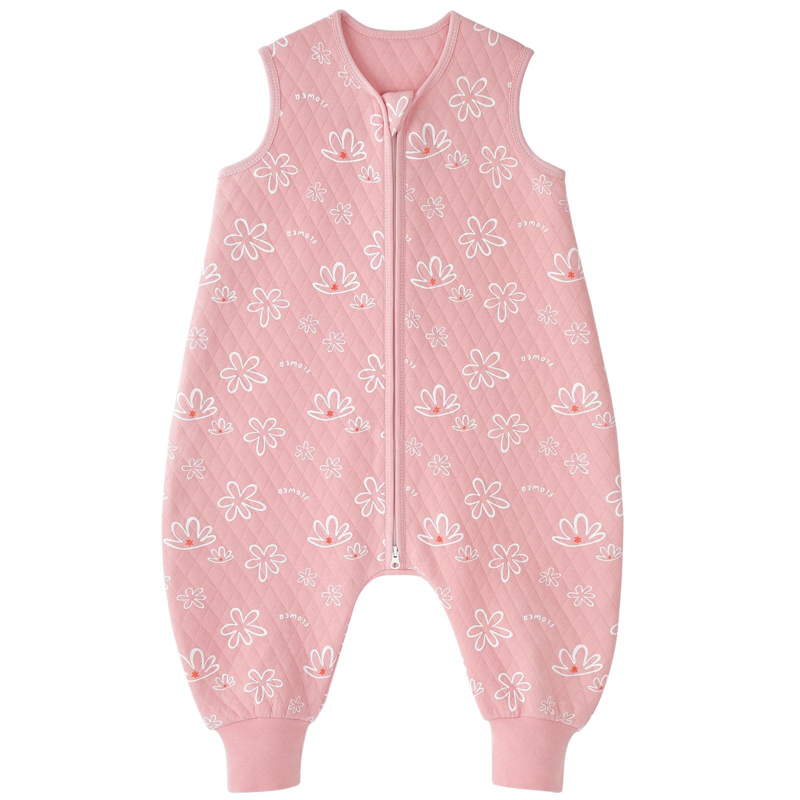 Looxii Schlafsack Baby mit Füßen 🌸 Ganzjahres 1.0 Tog Baumwolle 80 cm - Rosa Blume