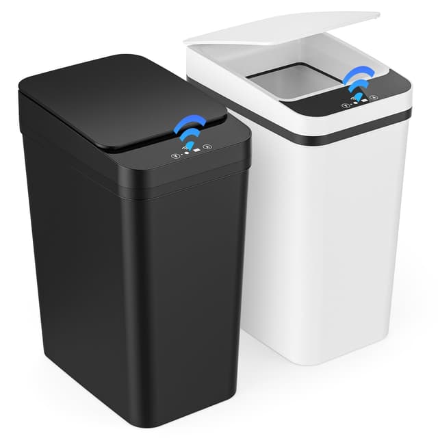 🗑️🔋 Gaethra 2er Set Mülleimer mit Sensor 12L - Automatischer Elektrischer Deckel Sensor