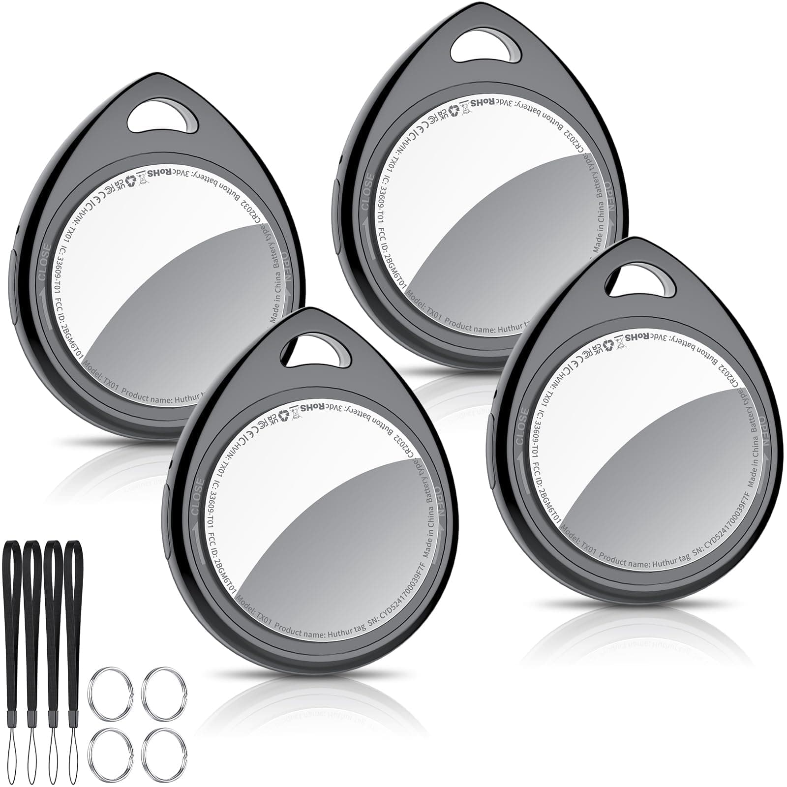 QCOQ Air Tracker Tags 4er Pack Schwarz 🚀🔑