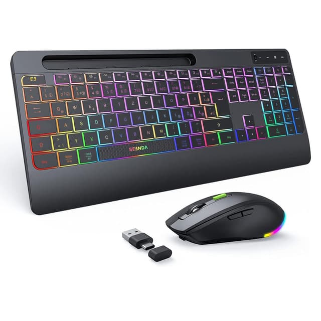 🌈 Seenda Tastatur Maus Set kabellos beleuchtet 🖱️