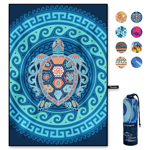 OCOOPA Mikrofaser Strandtuch 200x145 cm 🌊🏖️ - Blaue Schildkröte