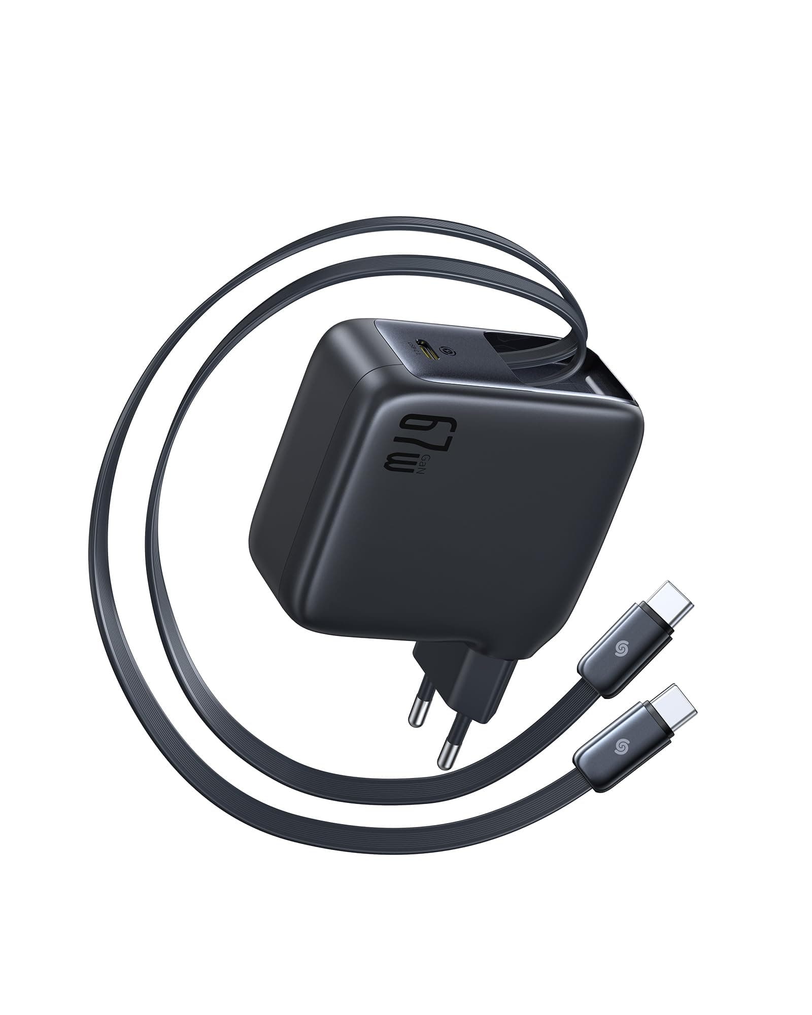 Baseus Enercore USB C Ladegerät 67W Mit 2X Kabel Rollbar 🌟 Schnellladegerät Kompatibel Mit MacBook Pro, iPhone, Galaxy