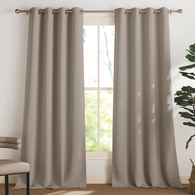 PONY DANCE Abdunkelnde Vorhänge Wohnzimmer Ösenschal 2er Set Gardinen Blickdicht Thermovorhang Hitzeschutz Blackout Thermal Curtains, Sandfarben