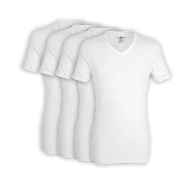 👕 Götzburg 4er Pack Herren Kurzarm Business Unterhemd mit V-Ausschnitt L Weiß - Angebot!