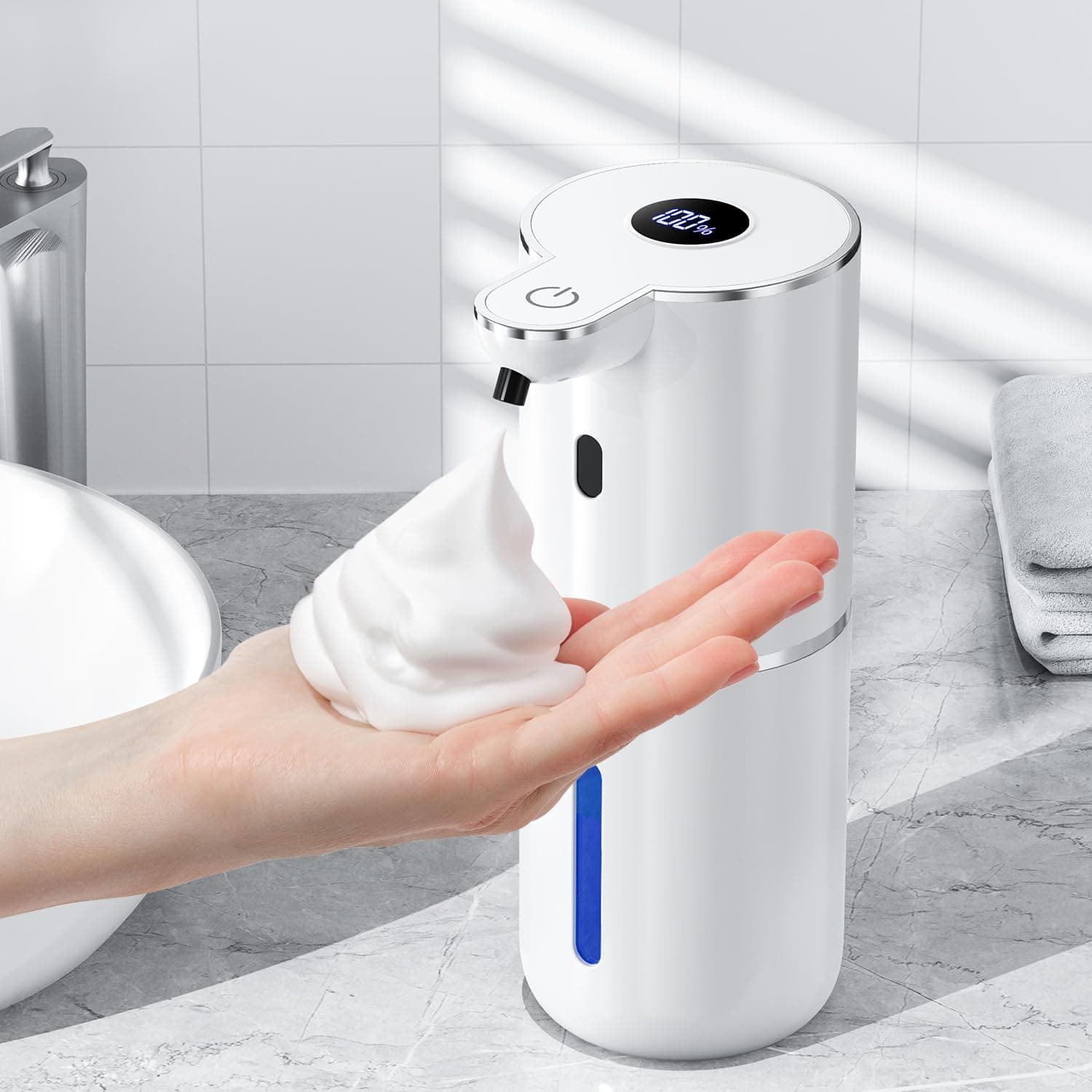🧼 Amyzavls Seifenspender Automatisch mit Digitalanzeige - 6-stufige Schaummengen-Regelung