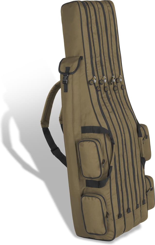 🎣 Normani XXL Angelrutentasche Rutentasche mit 4 Rutenfächern für 8 Ruten - Angeltasche Kescher und Rutenhalter - Ruttenfutteral -125cm -150cm -160cm -170cm -190cm Coyote 1,60 m