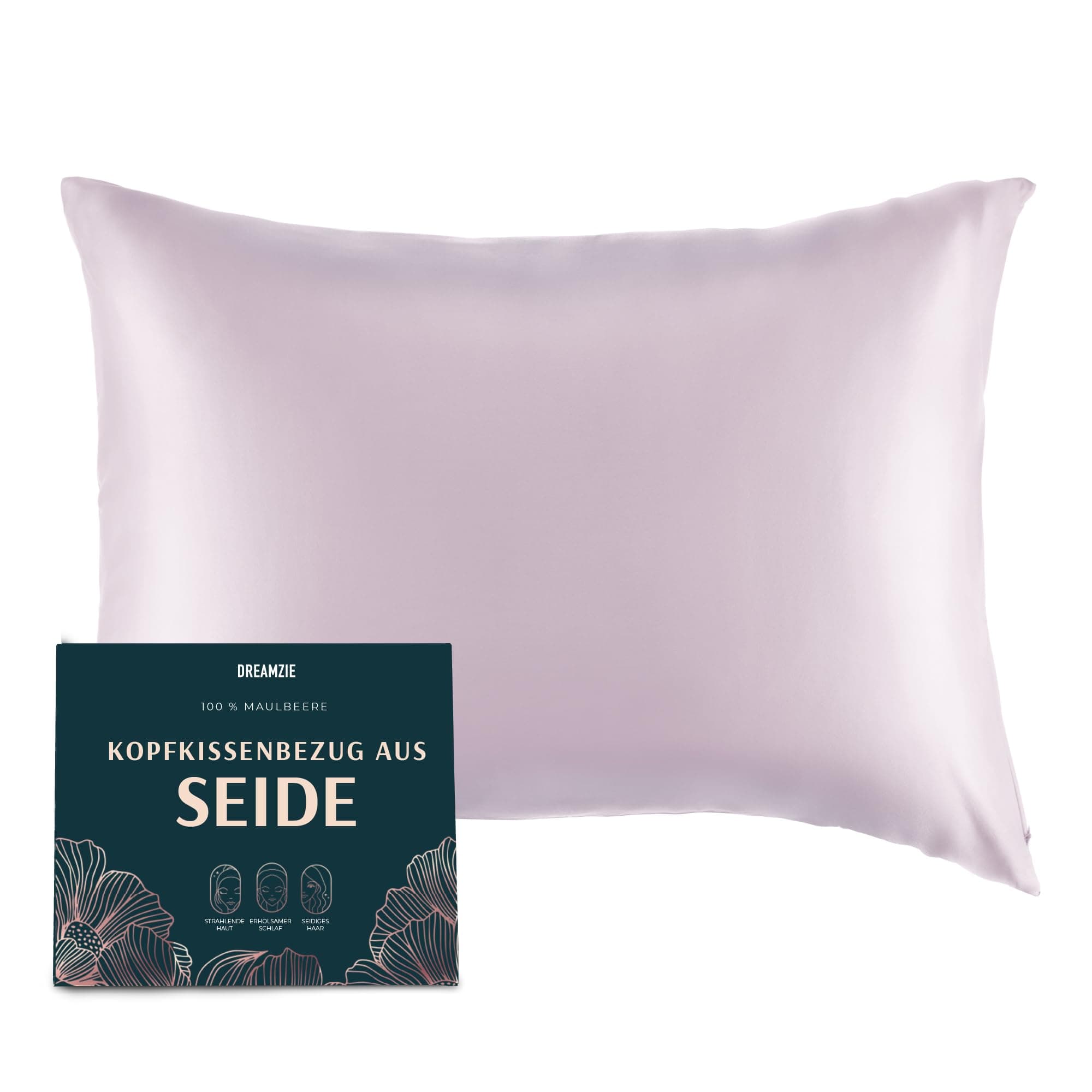 DREAMZIE Seidenkissenbezug 50x70 cm für Haar und Haut, Kissenbezüge Seide 19 Momme (Flieder, 1 Stück) - Luxuriöser Schlafkomfort 🌙