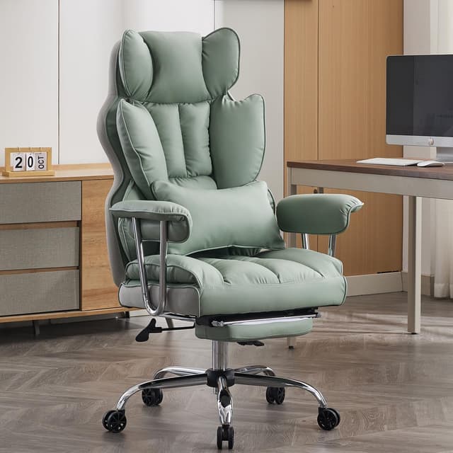 Efomao Bürostuhl Ergonomisch mit Fußstütze und Lendenwirbelstütze