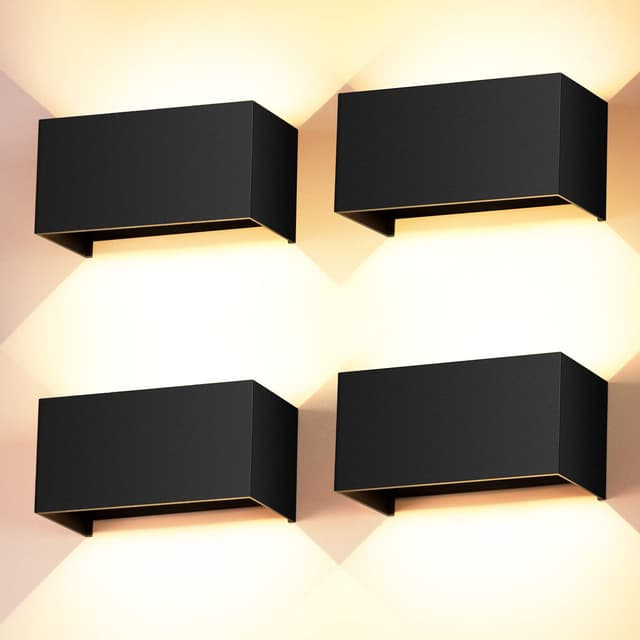 Angebot: 4 Stück 24W LED Wandleuchten Innen/Außen Schwarz ✨🌟