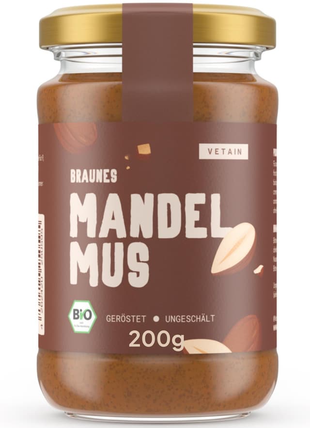 🌿 VETAIN Bio Mandelmus Cremig 200g - 100% Bio-Mandeln 🌿