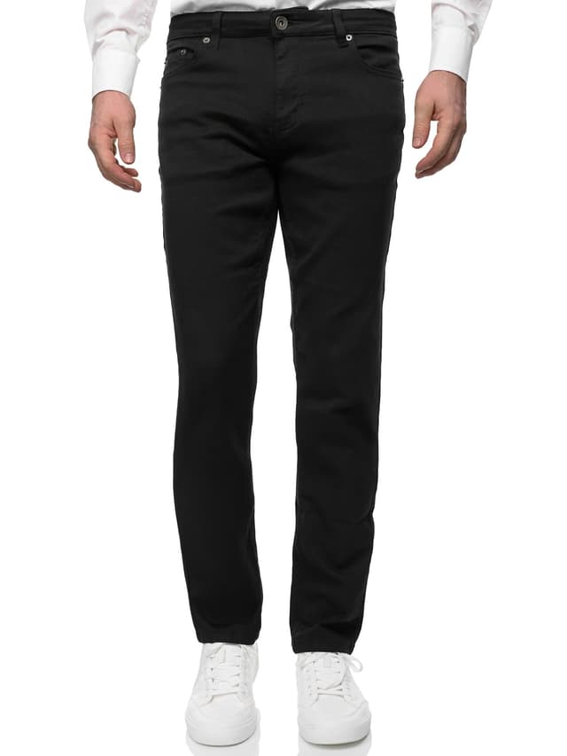 JEEL Herren-Jeans - Regular-Fit Straight-Cut - Stretch - Jeans-Hose Basic Washed 40W / 30L 07-schwarz 🌟