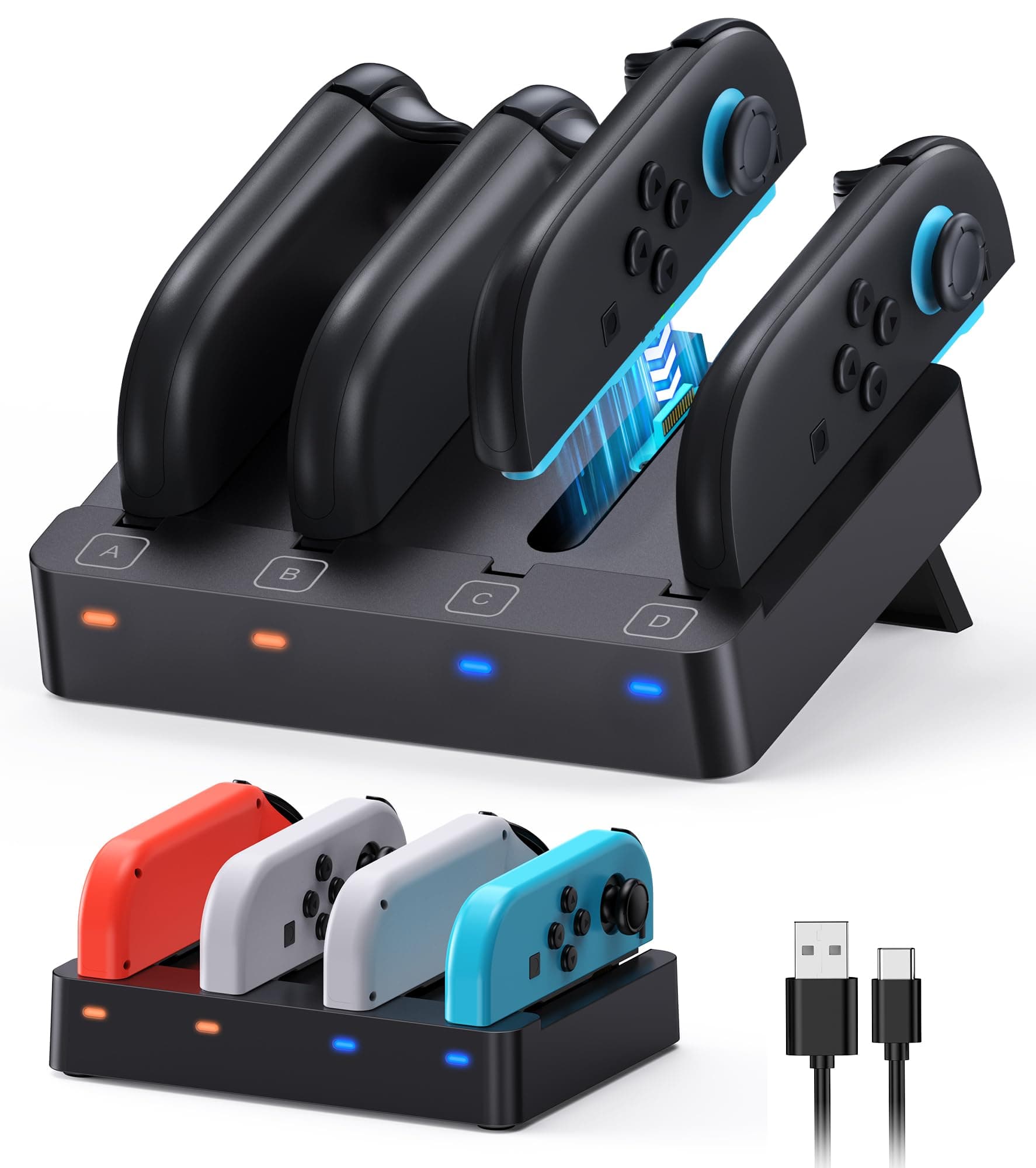 🎮 4 in 1 Controller Ladestation für Nintendo Switch 2/Switch1/OLED Modell - 16.99€
