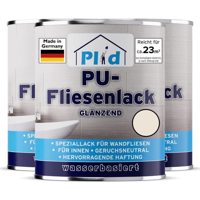 Plid® Fliesenfarbe Badezimmer & Küche [FEUCHTIGKEITSBESTÄNDIG] 🎨 2,25l Cremeweiß - Made in Germany