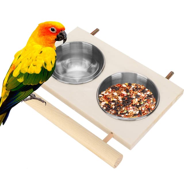🦜🍲 Hochwertige Edelstahl Papagei Futterschale mit Holzständer