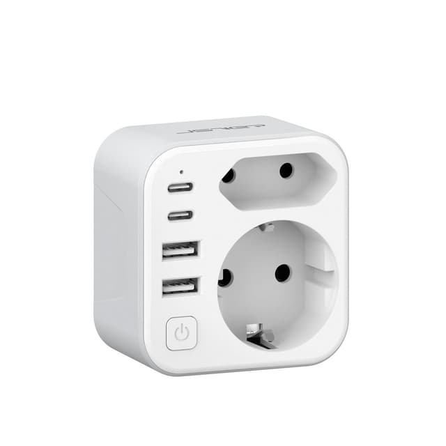 🔌 JSVER Reiseadapter für Indien: 6-in-1 Steckdosenadapter mit USB-Anschlüssen