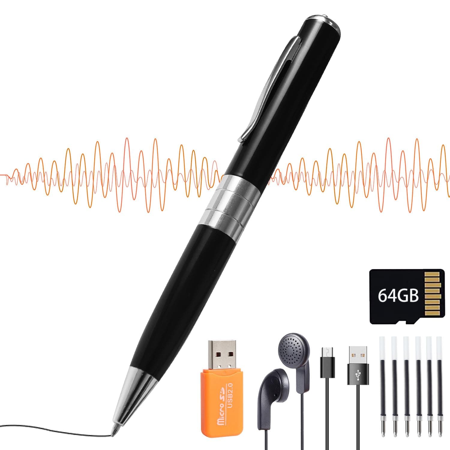 🎙️ Diktiergerät Digital 64GB Voice Recorder Pen mit MP3-Wiedergabe 🎶