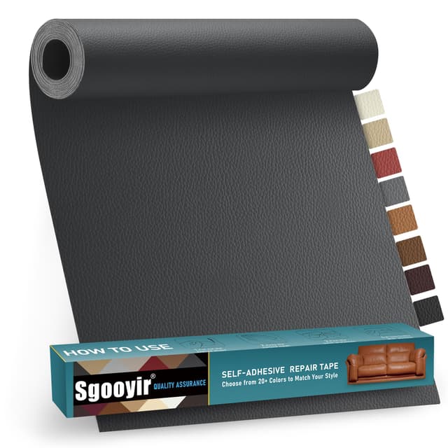 🛋️ Sgooyir Kunstleder Selbstklebend Dunkelgrau, 44x200cm - Leder Reparatur Set