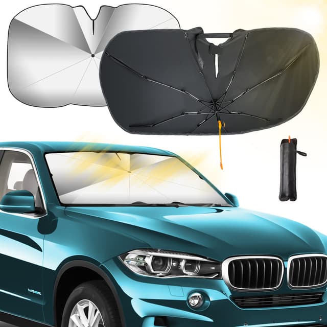 🚗🌞 GOHHME Auto Sonnenschutz Frontscheibe - Verbesserter 360° Rotations Faltbarer Auto Windschutzscheibe Sonnenschirm 🌂